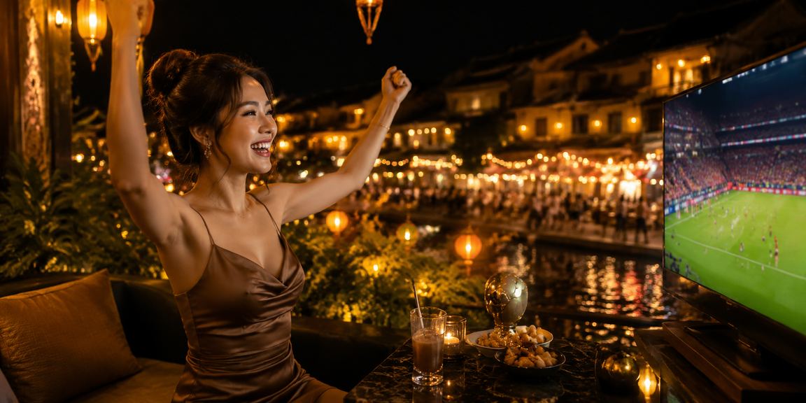 Người chơi tại Hội An mở ứng dụng 664 bên tách cà phê để nạp tiền và tham gia trò chơi bắn cá